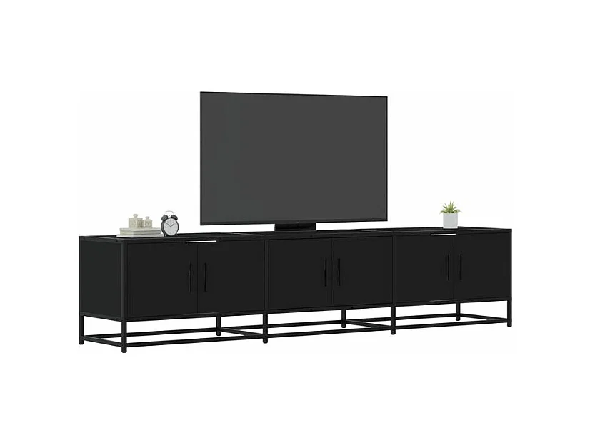 Meuble TV noir 180x35x41 bois d'ingénierie