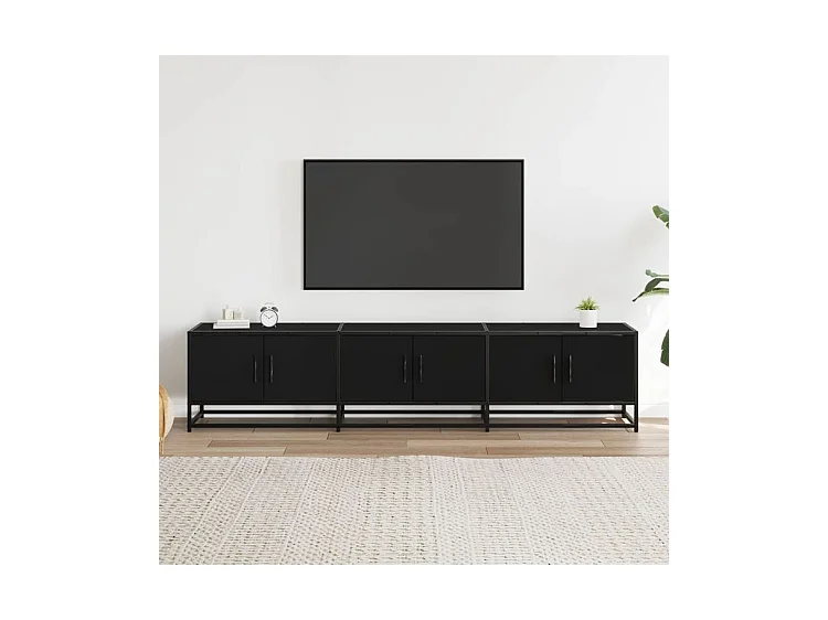 Meuble TV noir 180x35x41 bois d'ingénierie