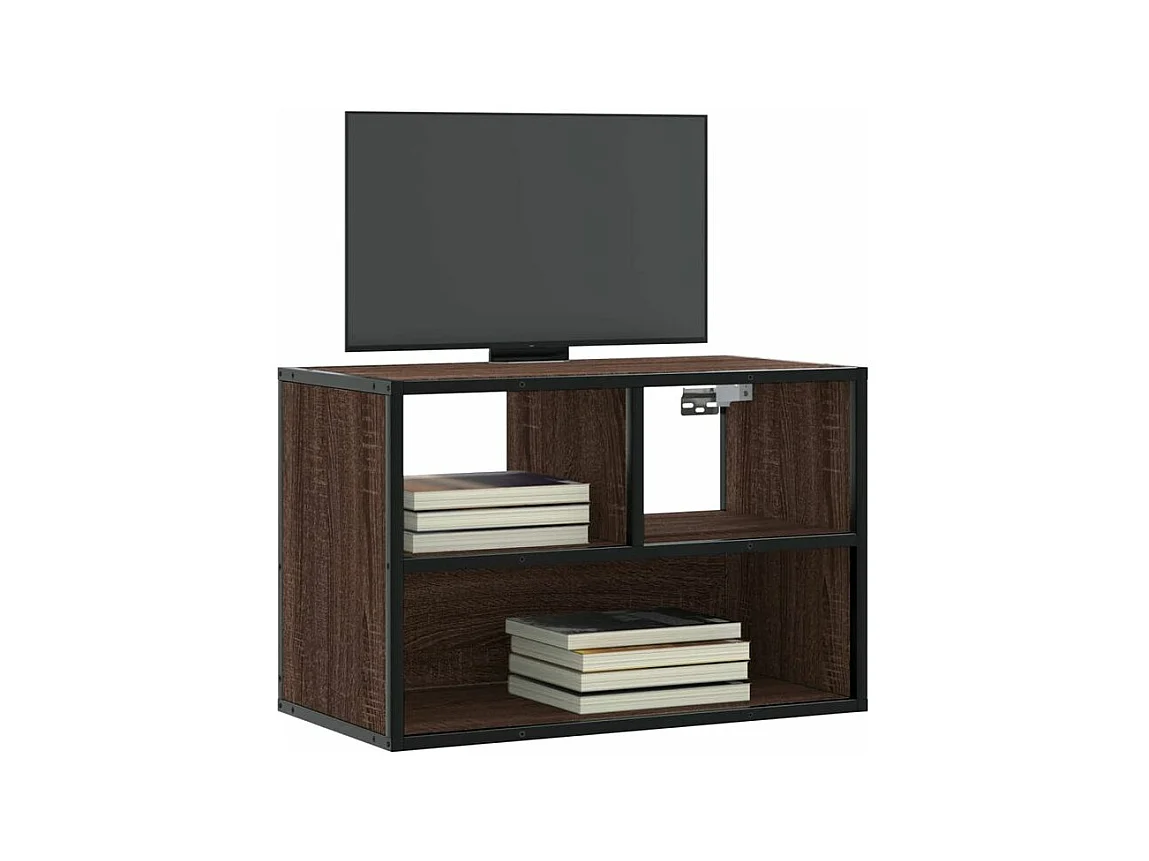 Meuble TV chêne brun 60x31x39,5 bois d'ingénierie et métal