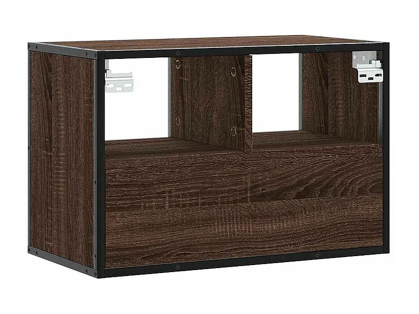 Meuble TV chêne brun 60x31x39,5 bois d'ingénierie et métal
