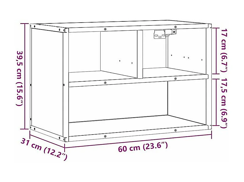 Meuble TV chêne brun 60x31x39,5 bois d'ingénierie et métal