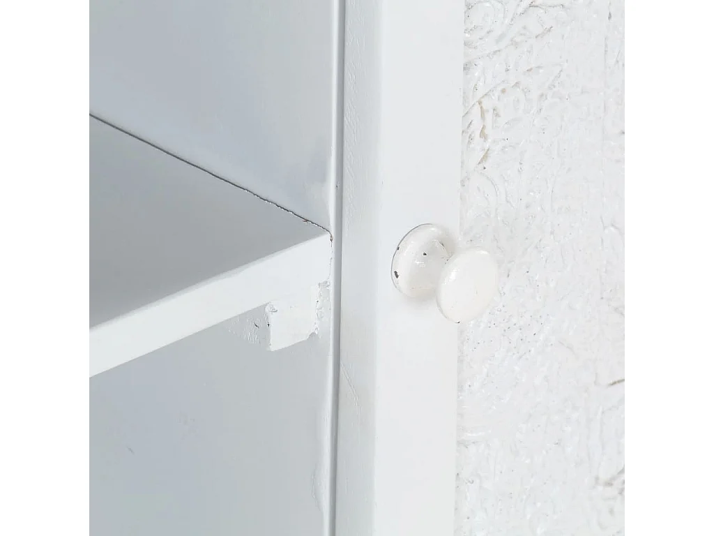 Meuble TV Blanc 115x30x46 Bois massif de manguier