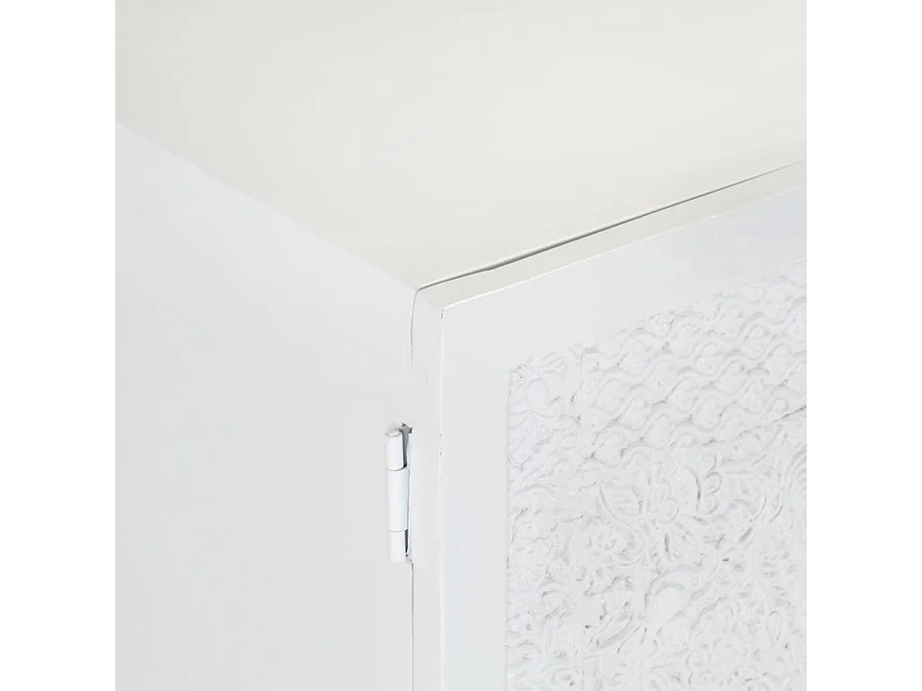 Meuble TV Blanc 115x30x46 Bois massif de manguier