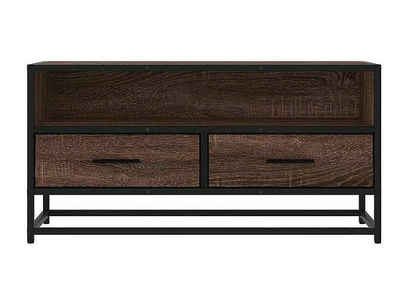 Meuble TV chêne marron 80x34,5x40 bois d'ingénierie et métal