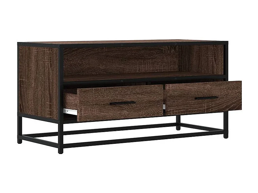 Meuble TV chêne marron 80x34,5x40 bois d'ingénierie et métal