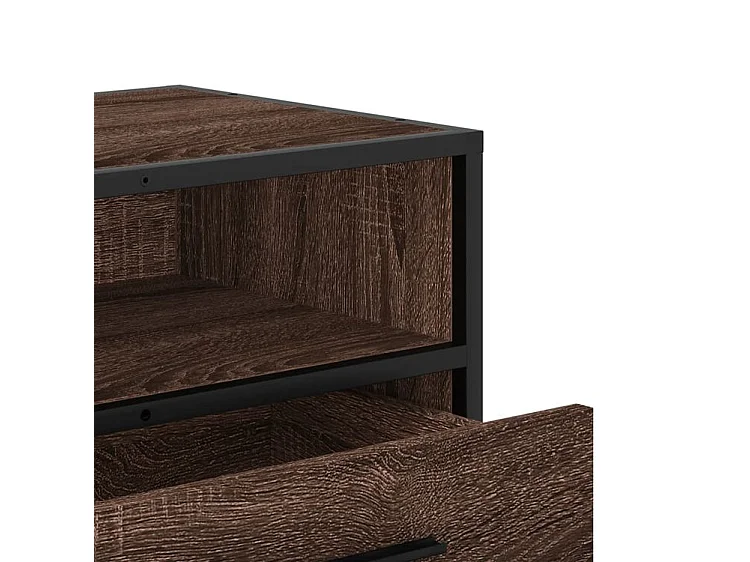 Meuble TV chêne marron 80x34,5x40 bois d'ingénierie et métal