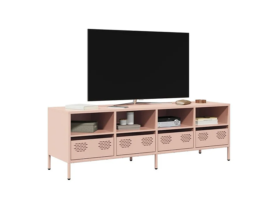 Meuble TV rose 135x39x43,5 acier laminé à froid
