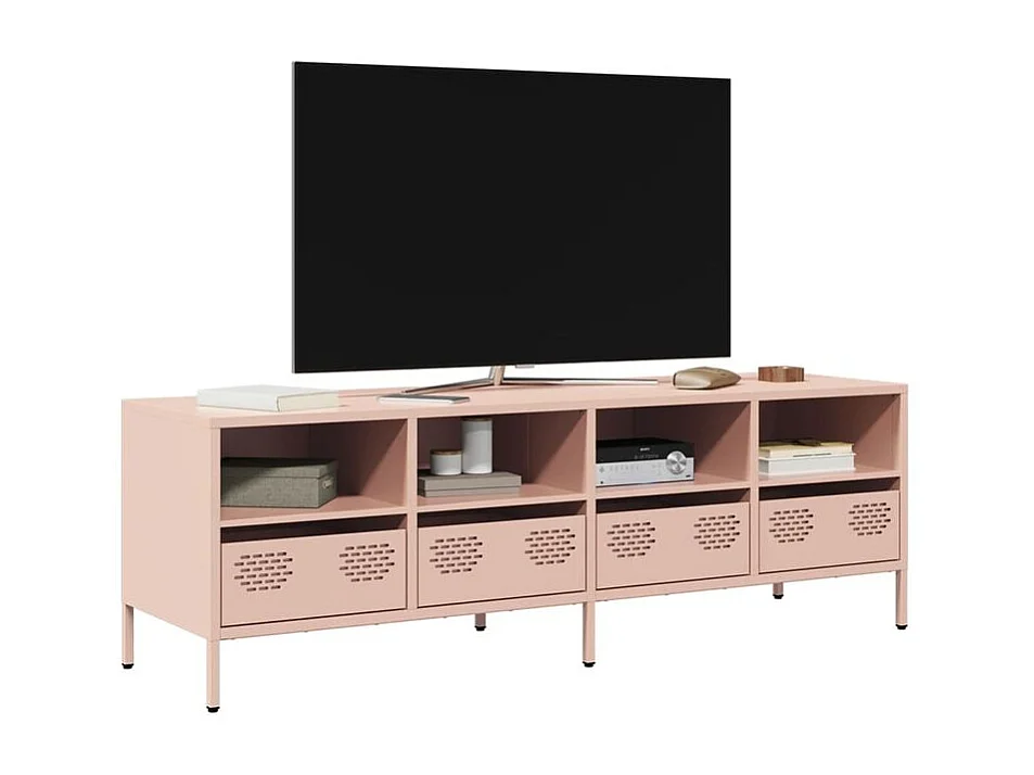 Meuble TV rose 135x39x43,5 acier laminé à froid