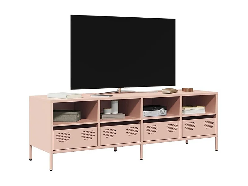 Meuble TV rose 135x39x43,5 acier laminé à froid
