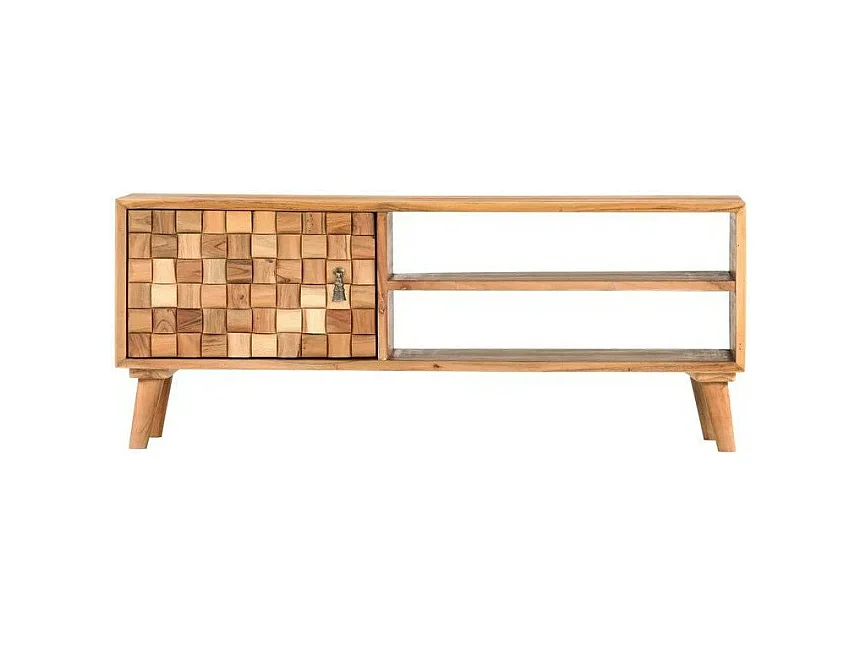 Meuble TV 1 porte acacia massif clair Kontee 100cm