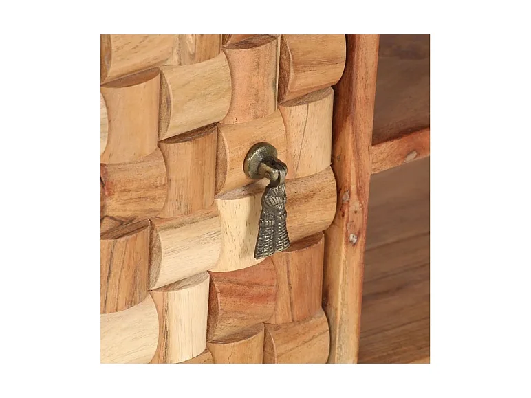 Meuble TV 1 porte acacia massif clair Kontee 100cm