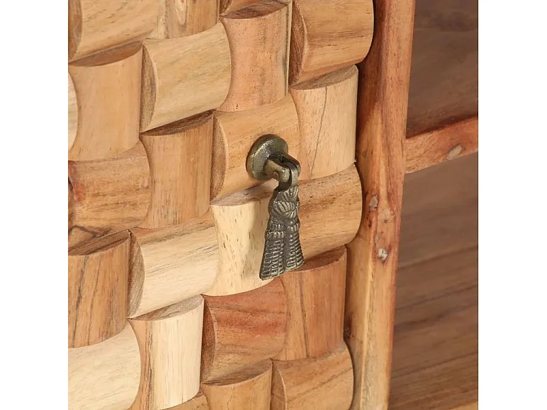 Meuble TV 1 porte acacia massif clair Kontee 100cm