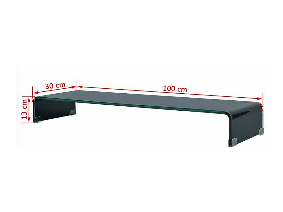 Meuble TV verre trempé noir Martial