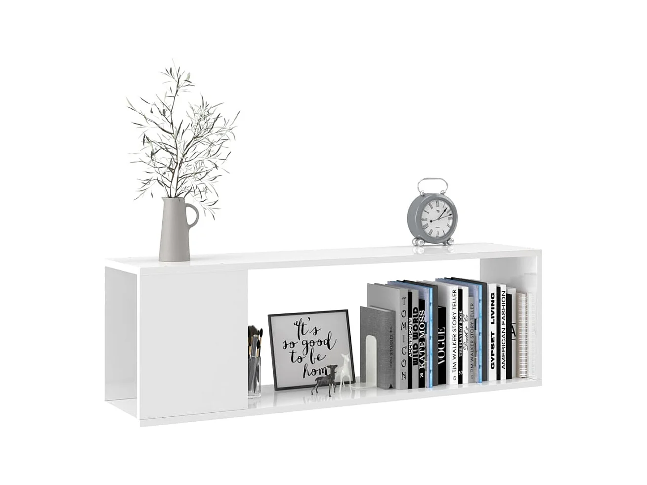 Meuble TV Blanc brillant 100x24x32