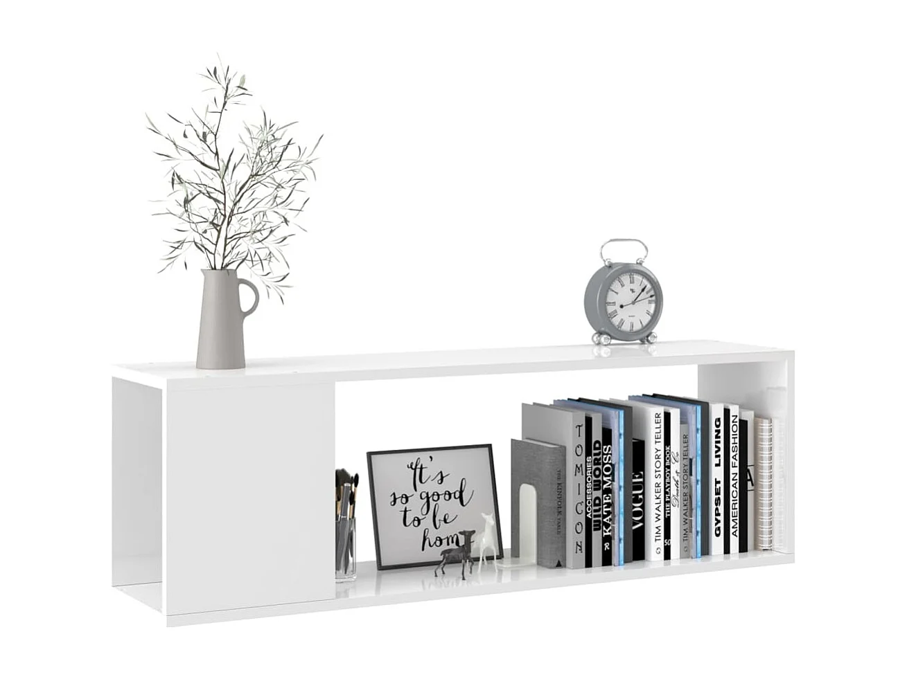 Meuble TV Blanc brillant 100x24x32