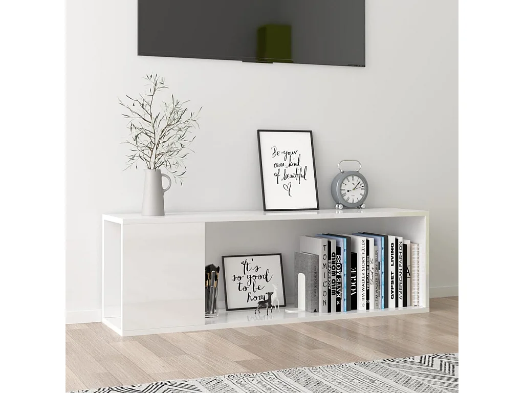 Meuble TV Blanc brillant 100x24x32