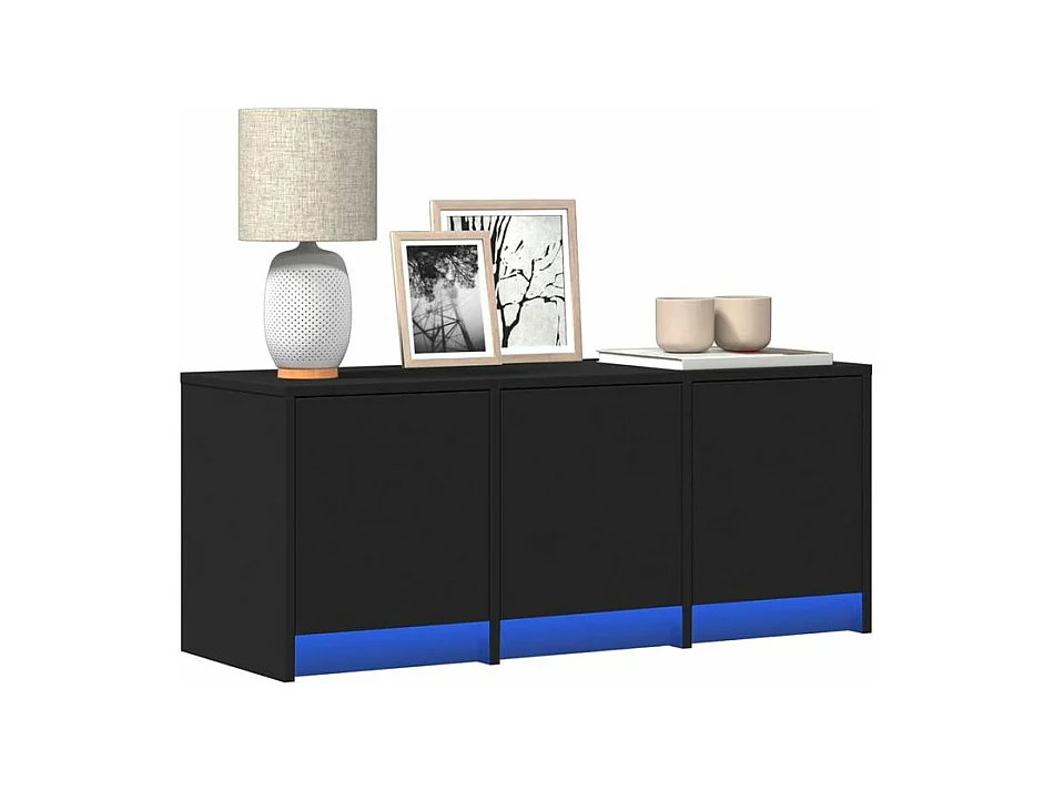 Meuble TV avec LED noir 97x34x40 bois d'ingénierie