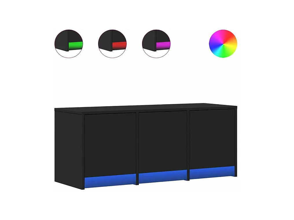 Meuble TV avec LED noir 97x34x40 bois d'ingénierie