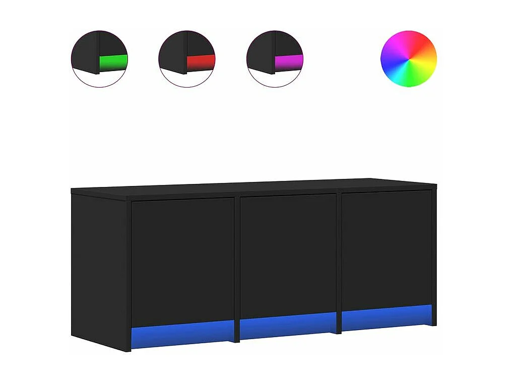 Meuble TV avec LED noir 97x34x40 bois d'ingénierie