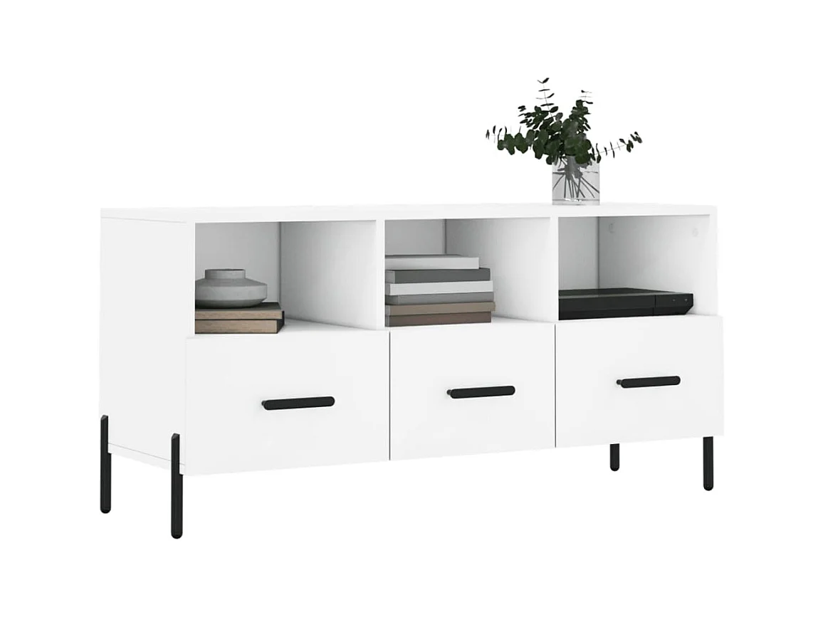 Meuble TV blanc 102x36x50 bois d'ingénierie