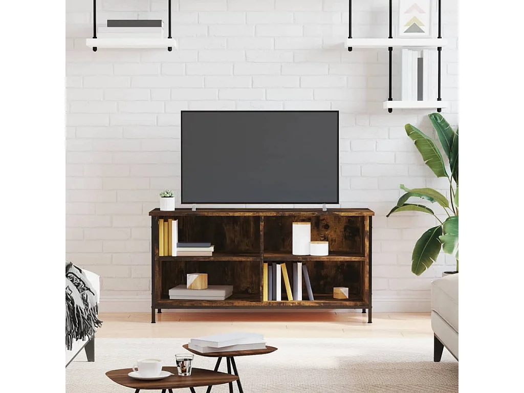 Meuble TV Chêne fumé 100x40x50 Bois d'ingénierie