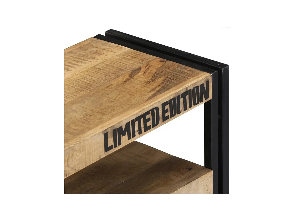 Meuble TV 2 tiroirs manguier massif clair et métal noir Grey