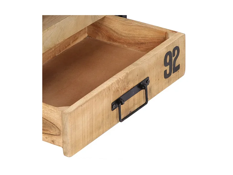 Meuble TV 2 tiroirs manguier massif clair et métal noir Grey