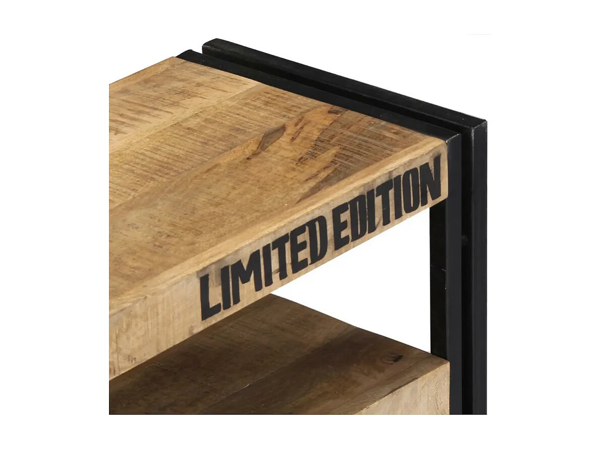 Meuble TV 2 tiroirs manguier massif clair et métal noir Grey