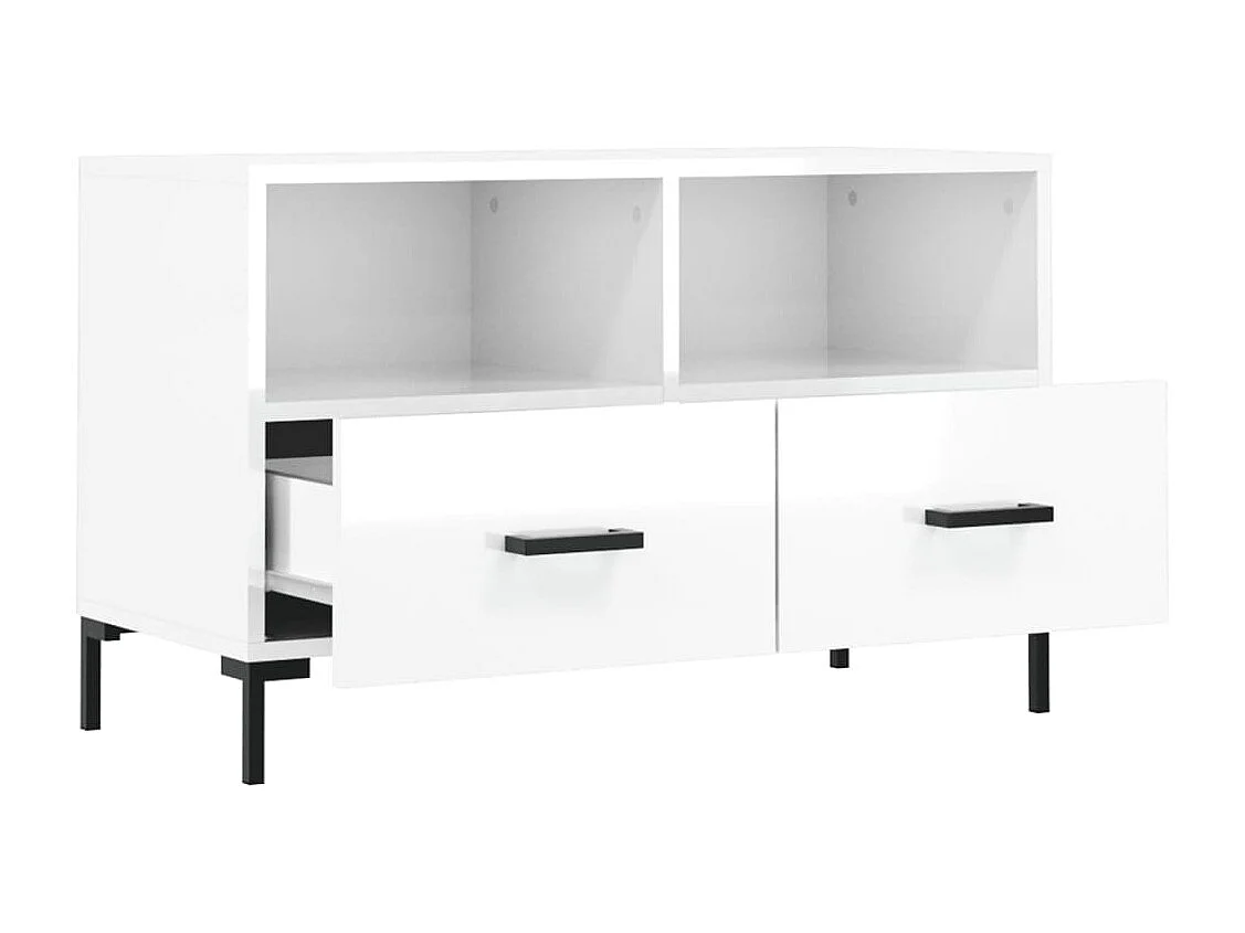 Meuble TV Blanc brillant 80x36x50 Bois d'ingénierie