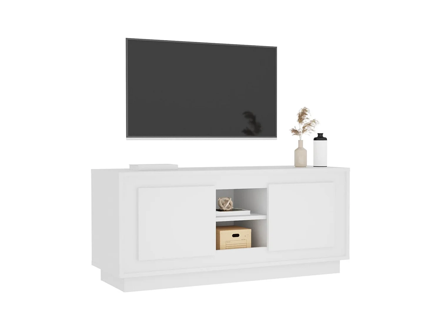Meuble TV blanc 102x35x45 bois d'ingénierie