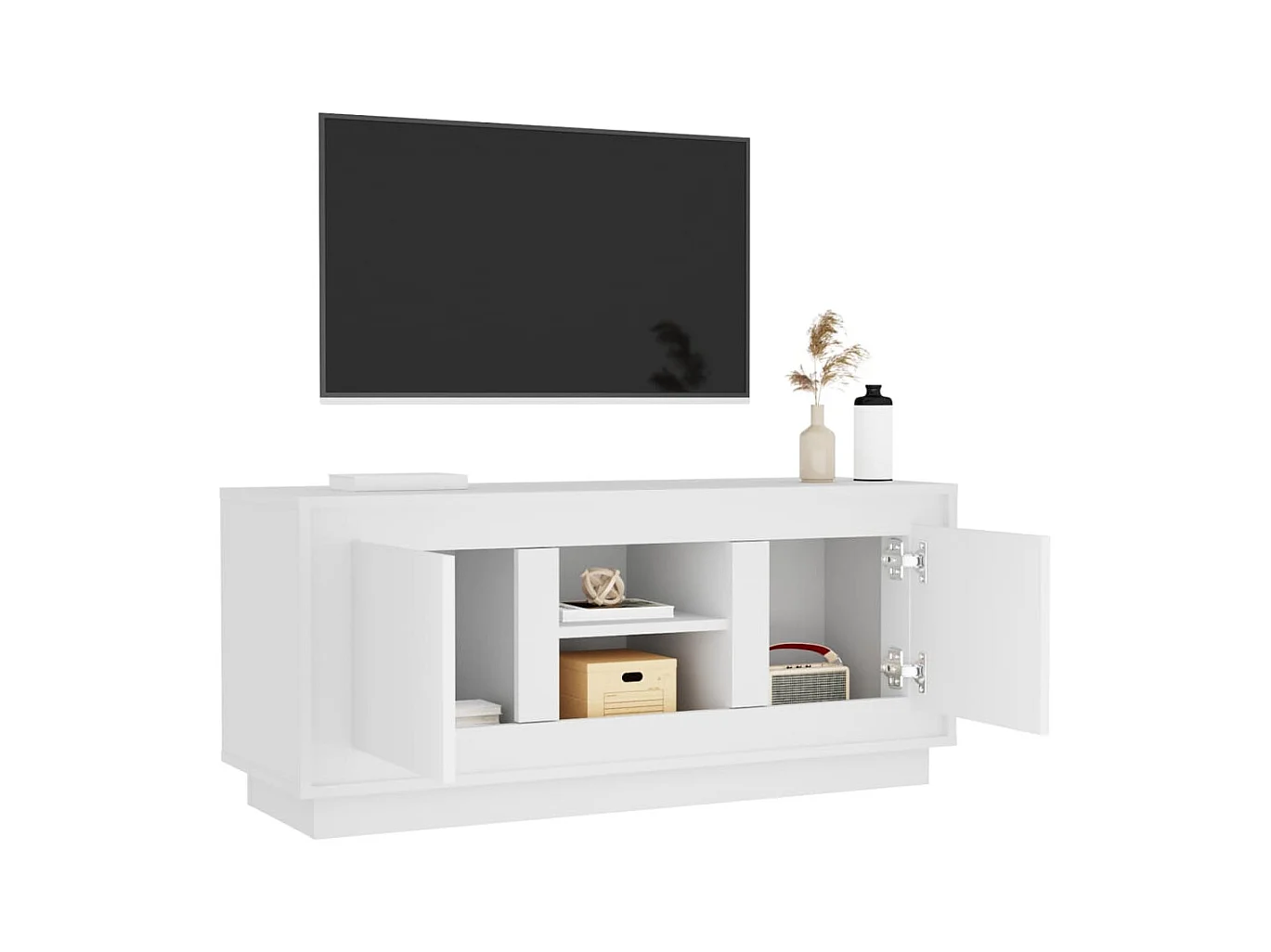 Meuble TV blanc 102x35x45 bois d'ingénierie