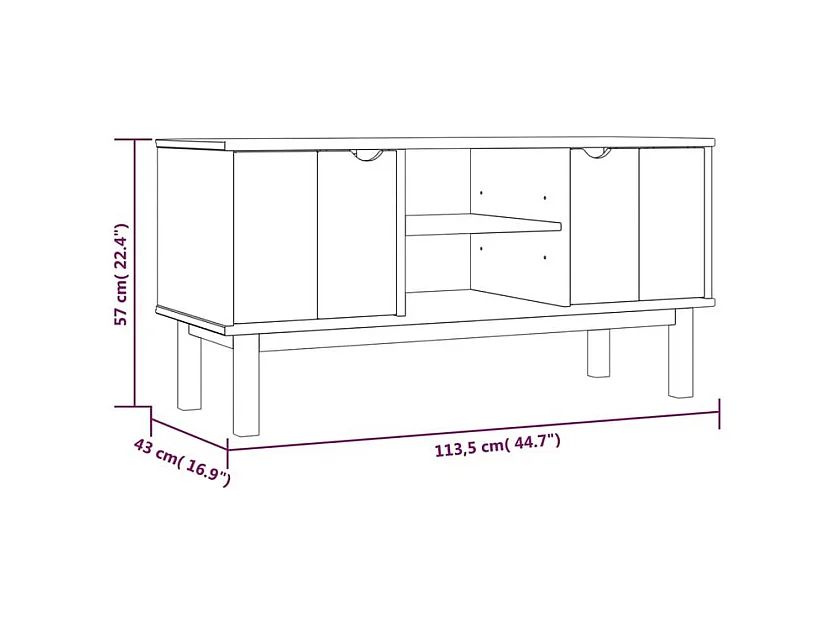 Meuble TV OTTA 113,5x43x57 Bois de pin massif