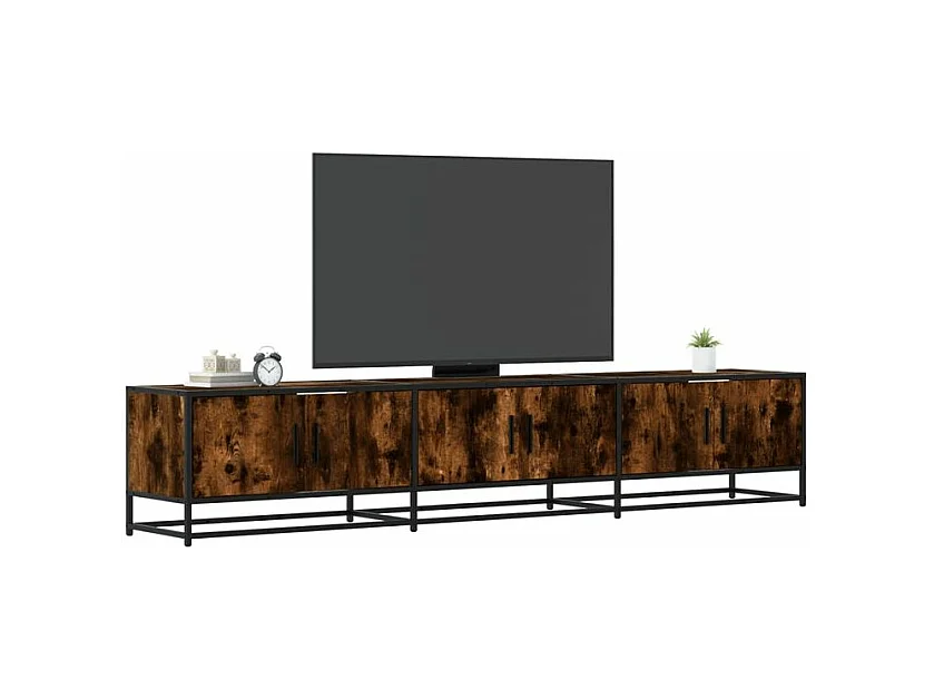 Meuble TV chêne fumé 210x35x41 bois d'ingénierie