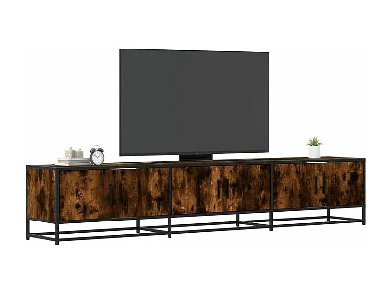Meuble TV chêne fumé 210x35x41 bois d'ingénierie