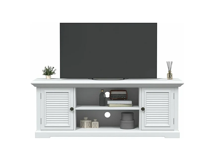 Meuble TV blanc 110x30x41 bois d'ingénierie