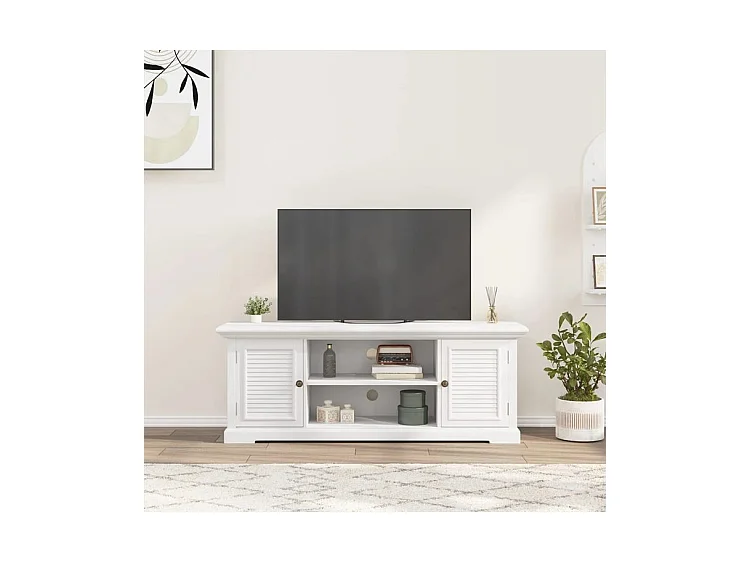 Meuble TV blanc 110x30x41 bois d'ingénierie