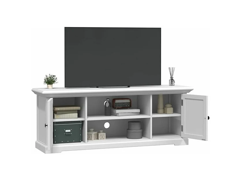 Meuble TV blanc 110x30x41 bois d'ingénierie