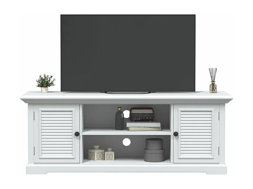 Meuble TV blanc 110x30x41 bois d'ingénierie