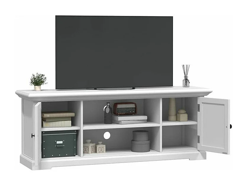 Meuble TV blanc 110x30x41 bois d'ingénierie