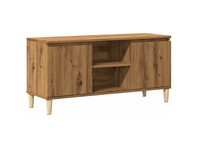 Meuble TV chêne artisanal 102x35x50 bois d'ingénierie