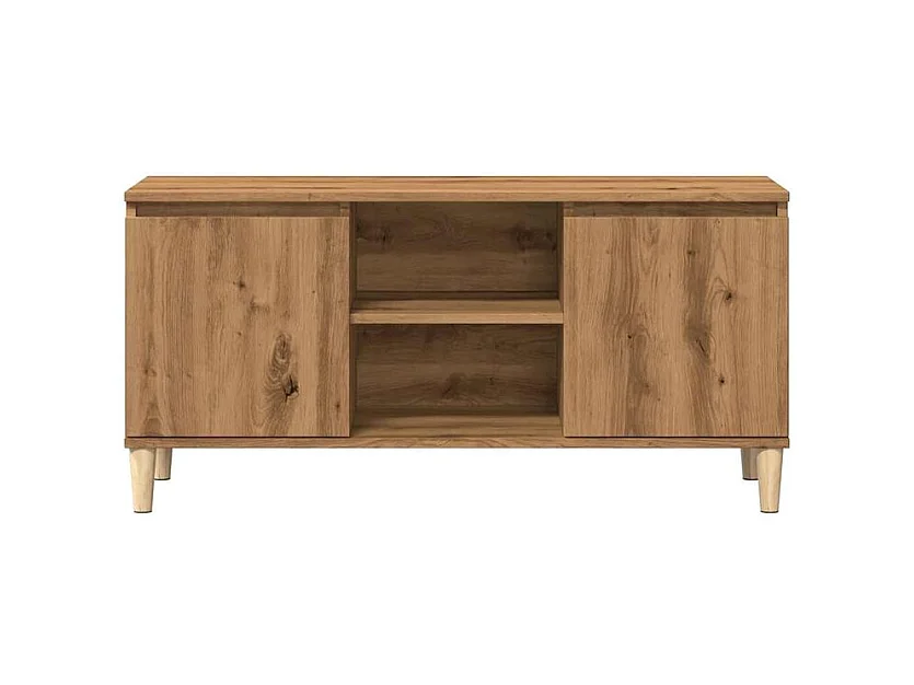 Meuble TV chêne artisanal 102x35x50 bois d'ingénierie