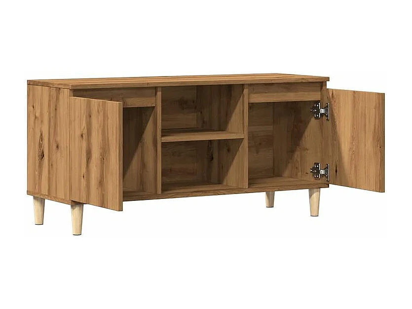 Meuble TV chêne artisanal 102x35x50 bois d'ingénierie