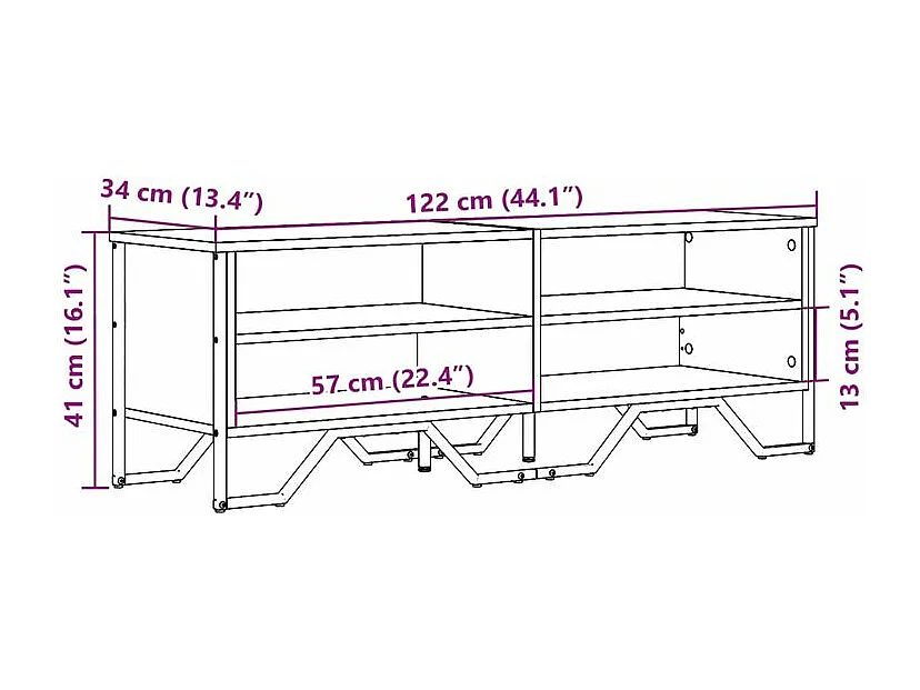 Meuble TV sonoma gris 122x34x41 bois d'ingénierie