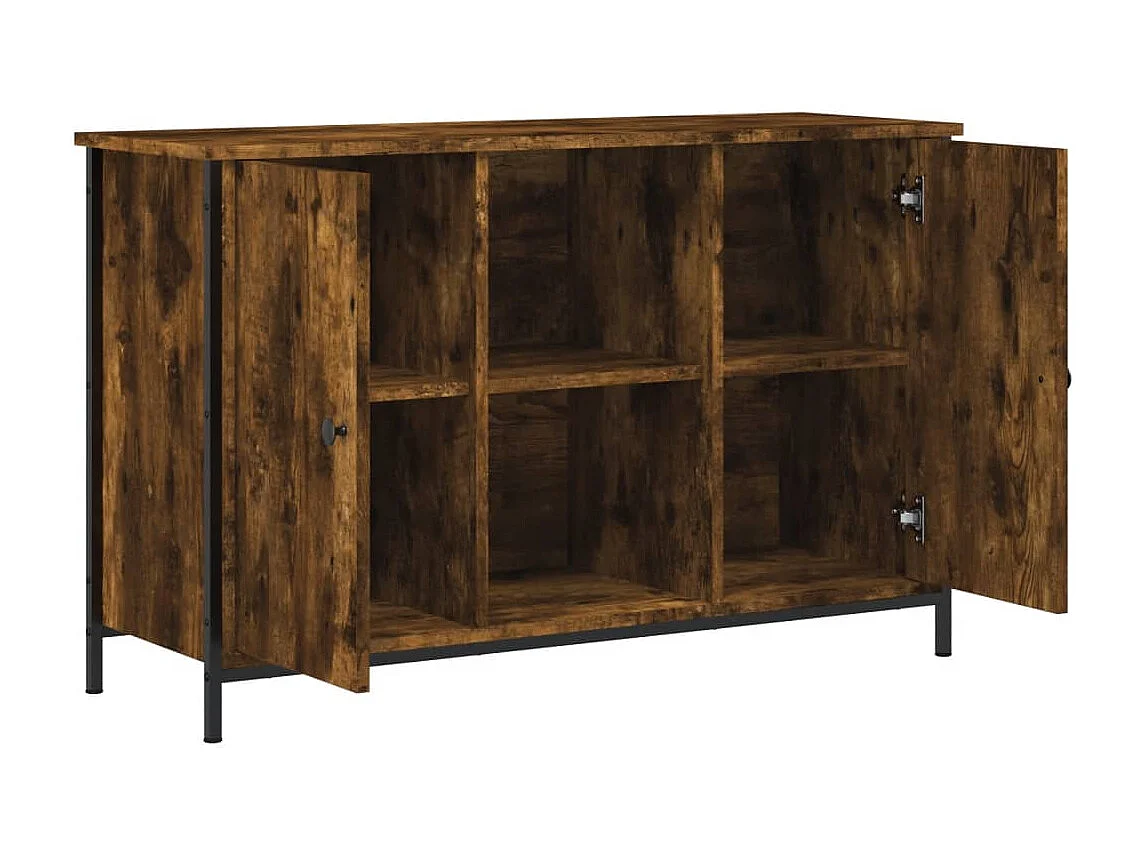 Meuble TV chêne fumé 100x35x65 bois d'ingénierie