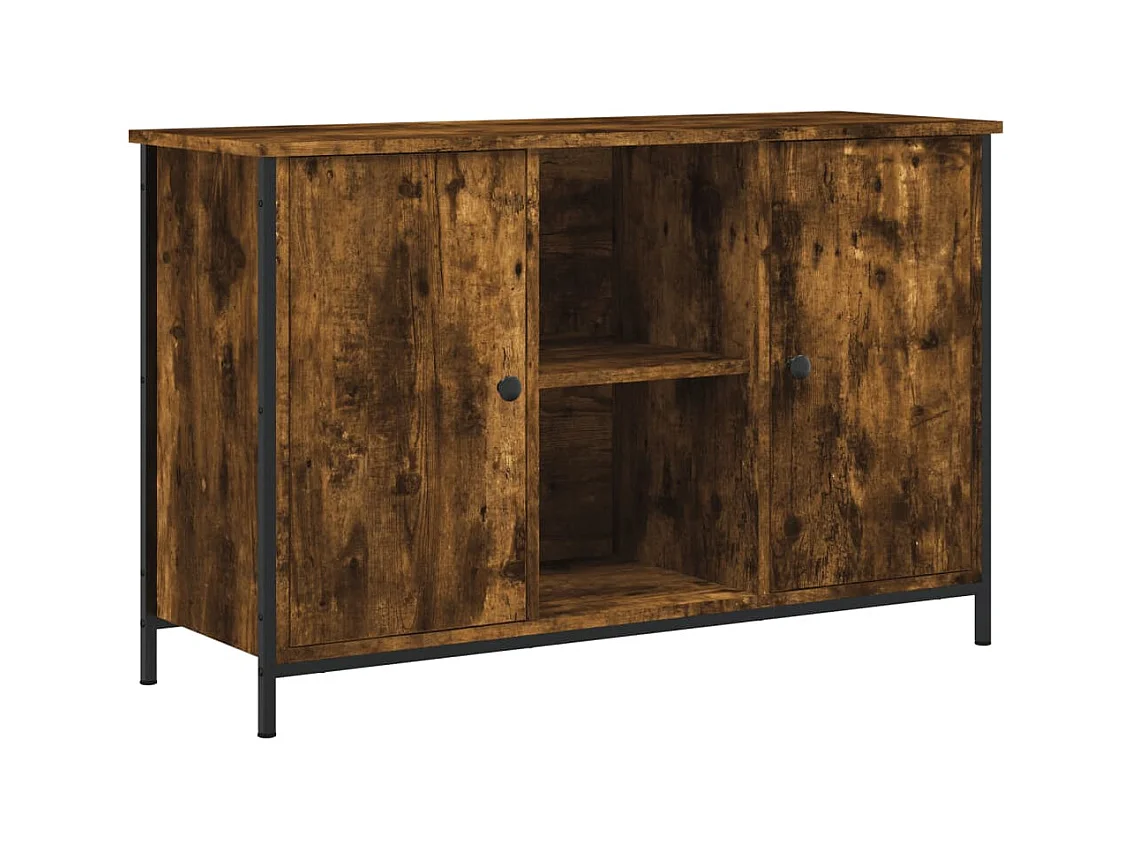 Meuble TV chêne fumé 100x35x65 bois d'ingénierie