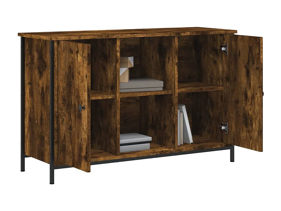 Meuble TV chêne fumé 100x35x65 bois d'ingénierie