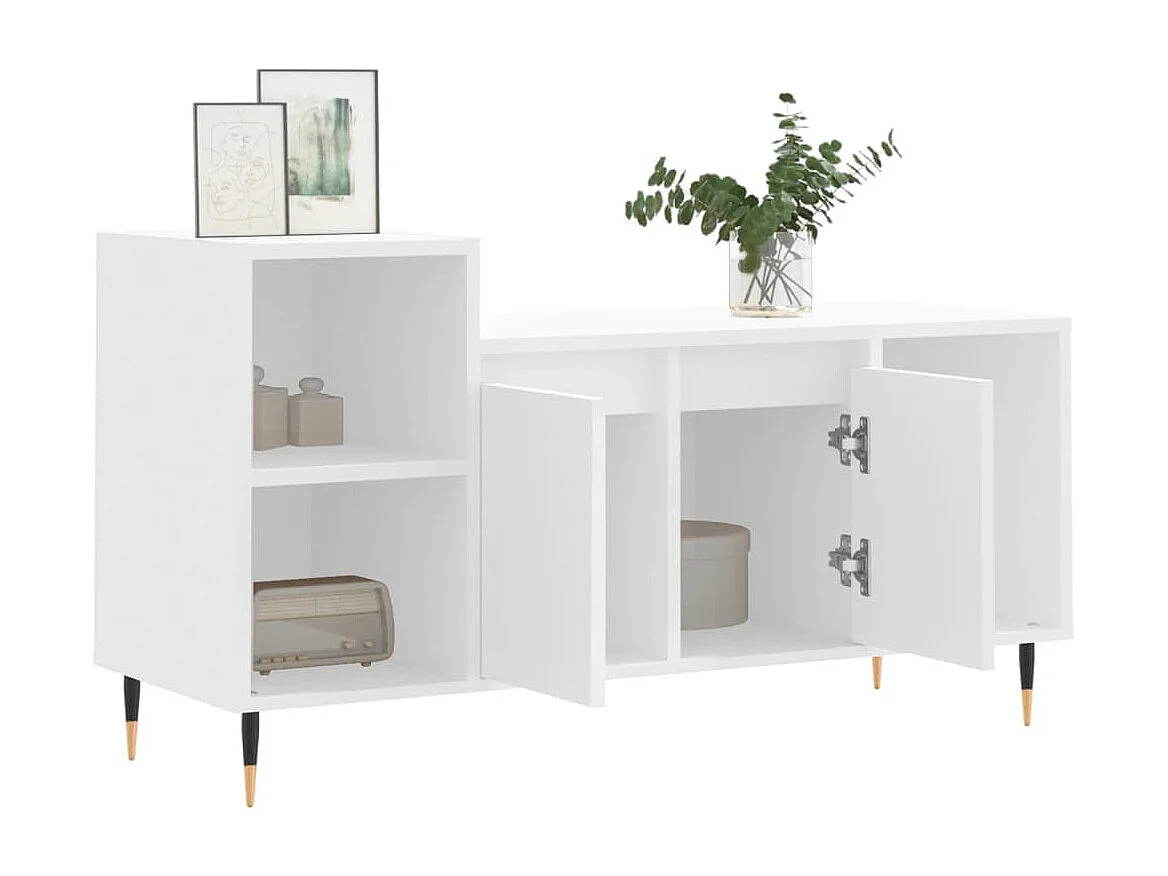 Meuble TV Blanc 100x35x55 Bois d'ingénierie