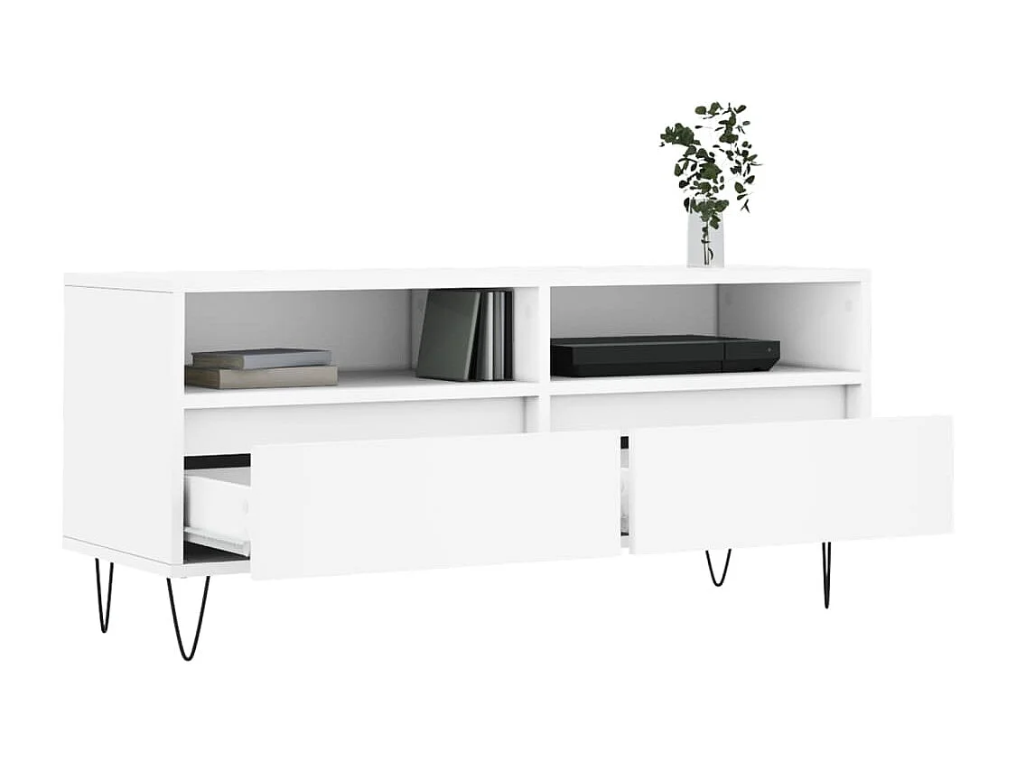 Meuble TV blanc 100x34,5x44,5 bois d'ingénierie