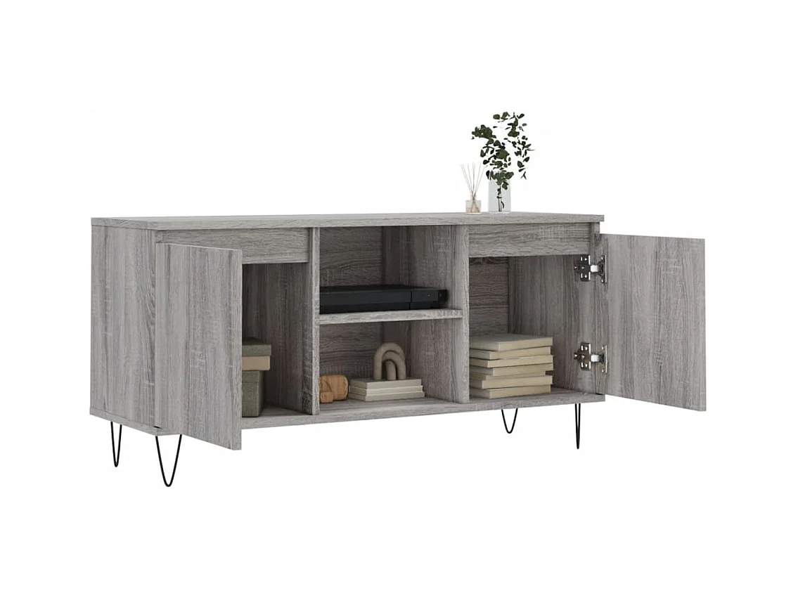 Meuble TV sonoma gris 104x35x50 bois d'ingénierie