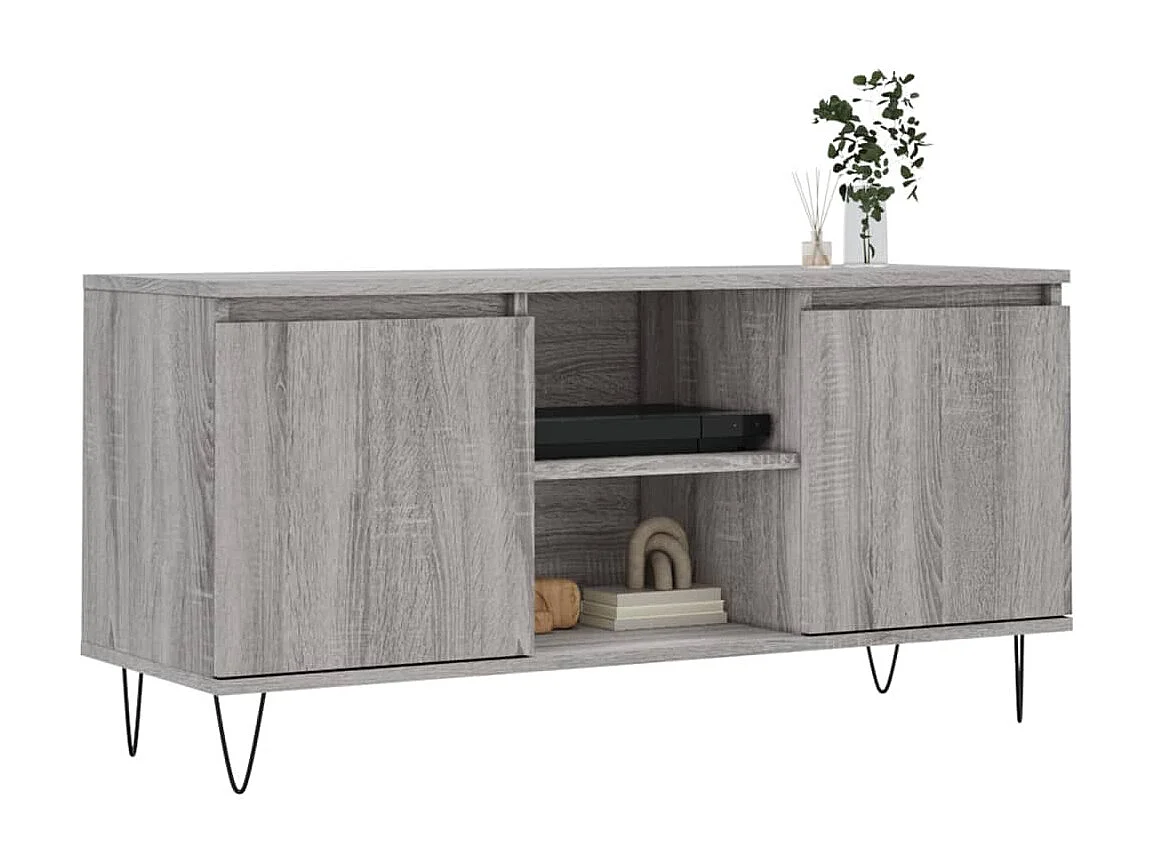 Meuble TV sonoma gris 104x35x50 bois d'ingénierie